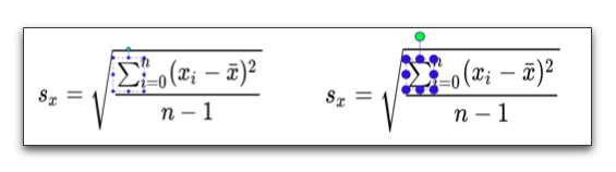 Two modes to select a symbol, depending on device.
(M Pollanen at MathUI 14)